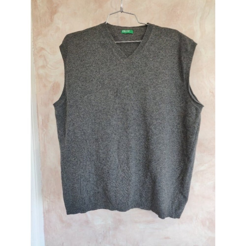 made in italy of benetton wool vest gray men size XL